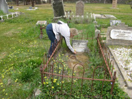 Sue with alice's grave