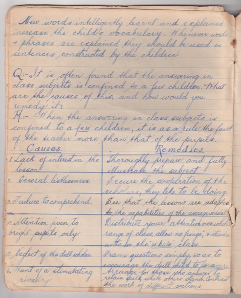 Teaching notes, final page